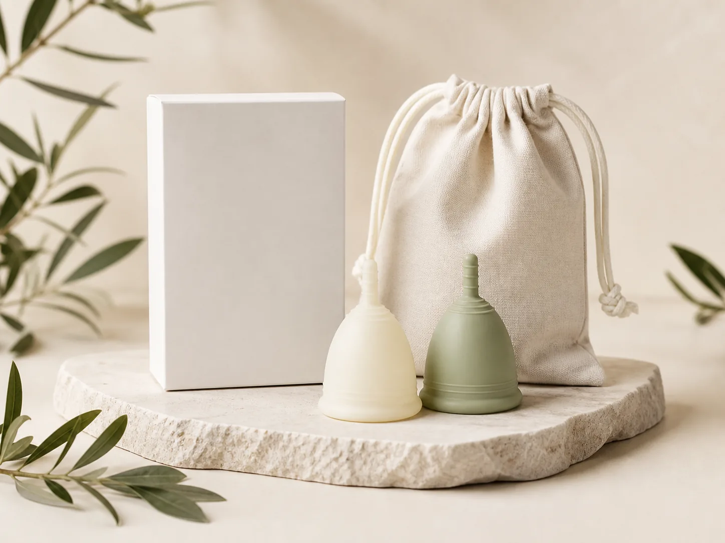 Private label menstrual cups and branded packaging