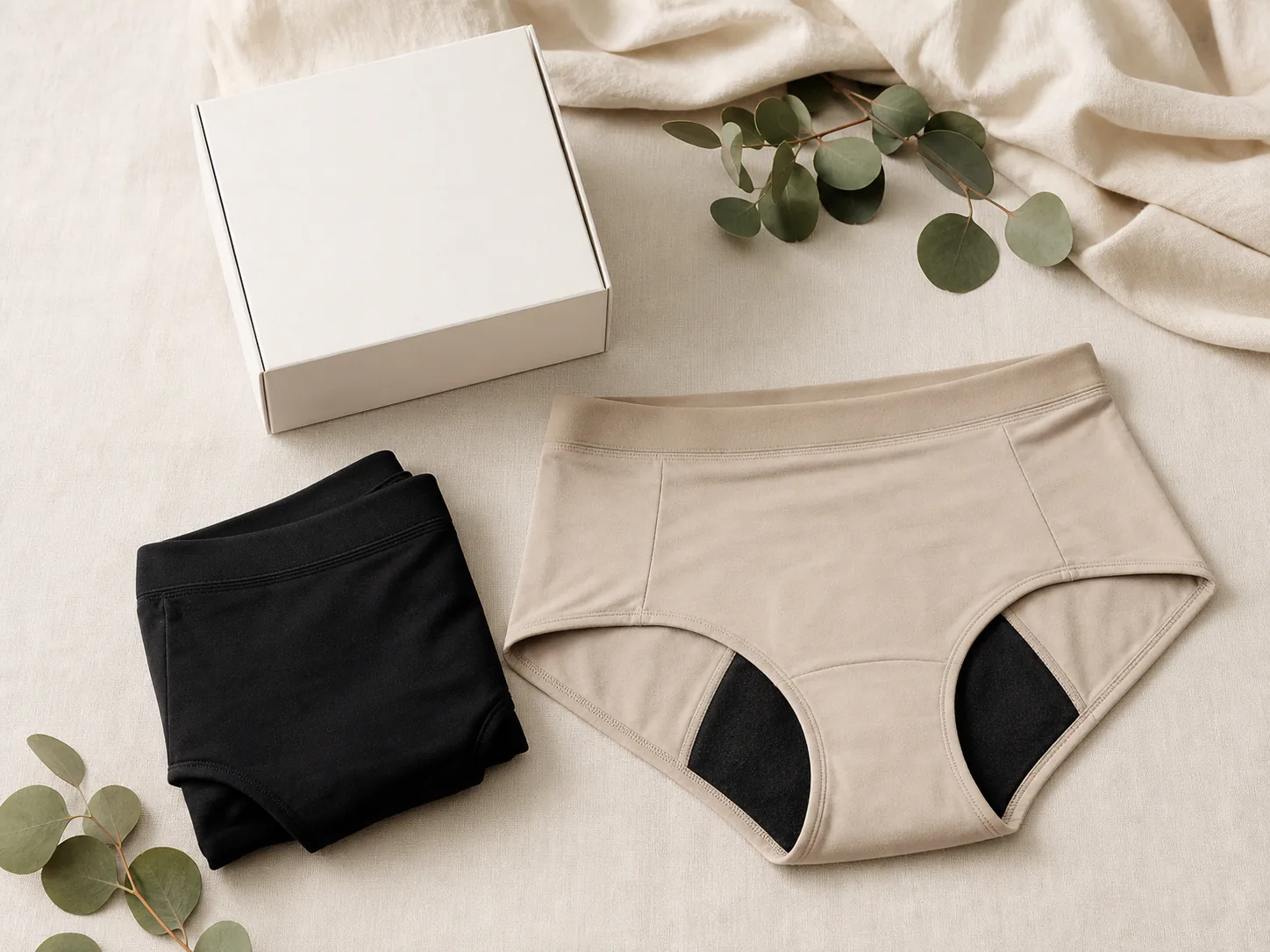 Private label period underwear manufacturing and packaging