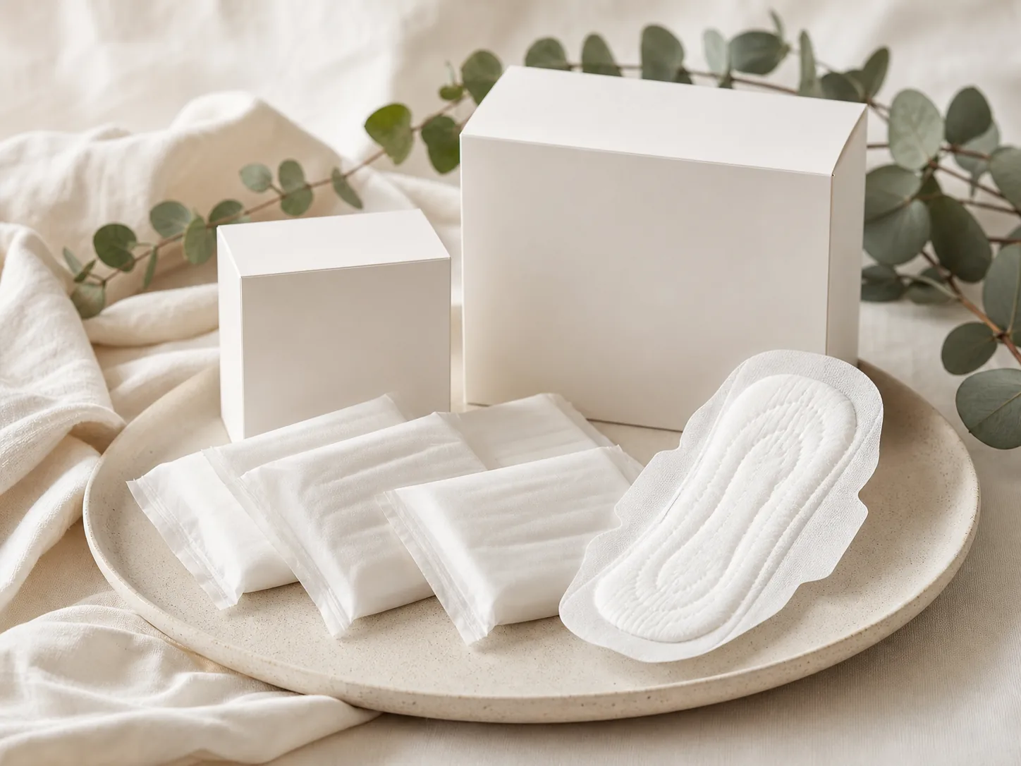 Private label sanitary pads and retail packaging