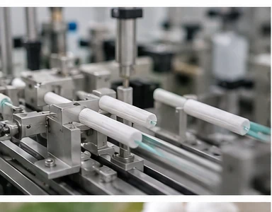 Tampon manufacturing machine close-up