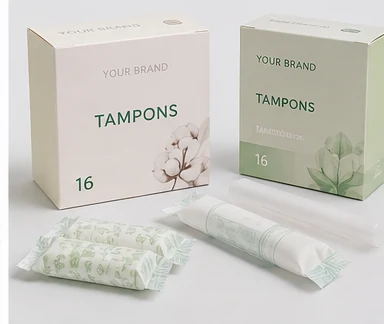 Private label tampon packaging for retail and e-commerce brands