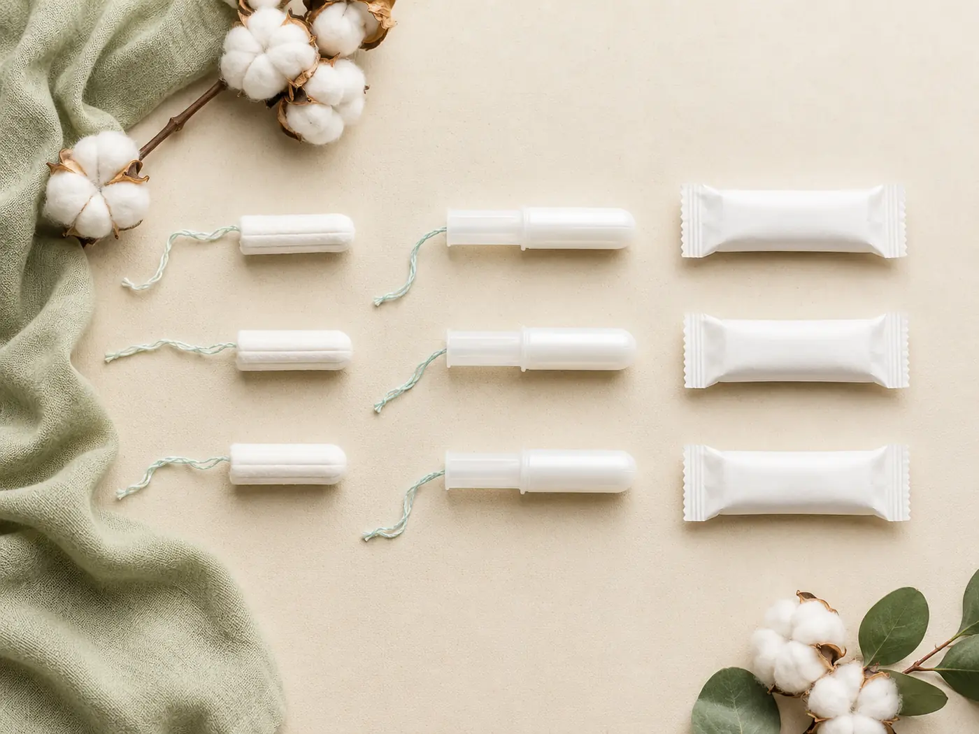 Organic cotton tampon product formats and approved material options