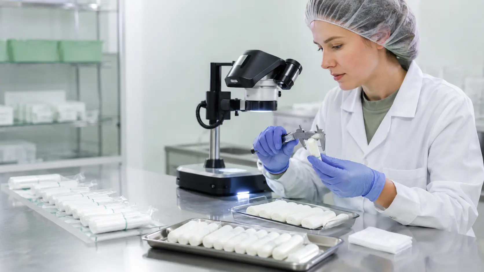 Tampon product quality inspection and dimensional review