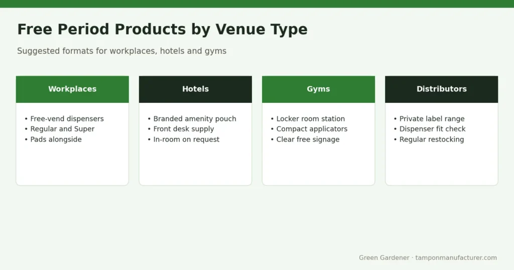 Free Period Products by Venue Type – Bulk Tampons for Workplaces, Hotels and Gyms