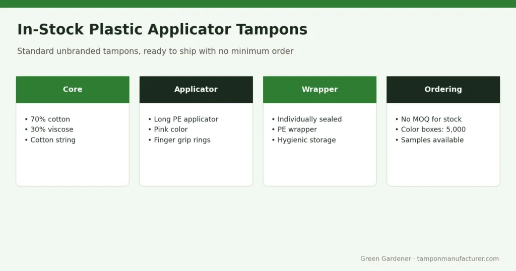 In-Stock Plastic Applicator Tampons